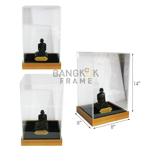 กรอบกล่องใสโชว์สินค้าฐานไม้